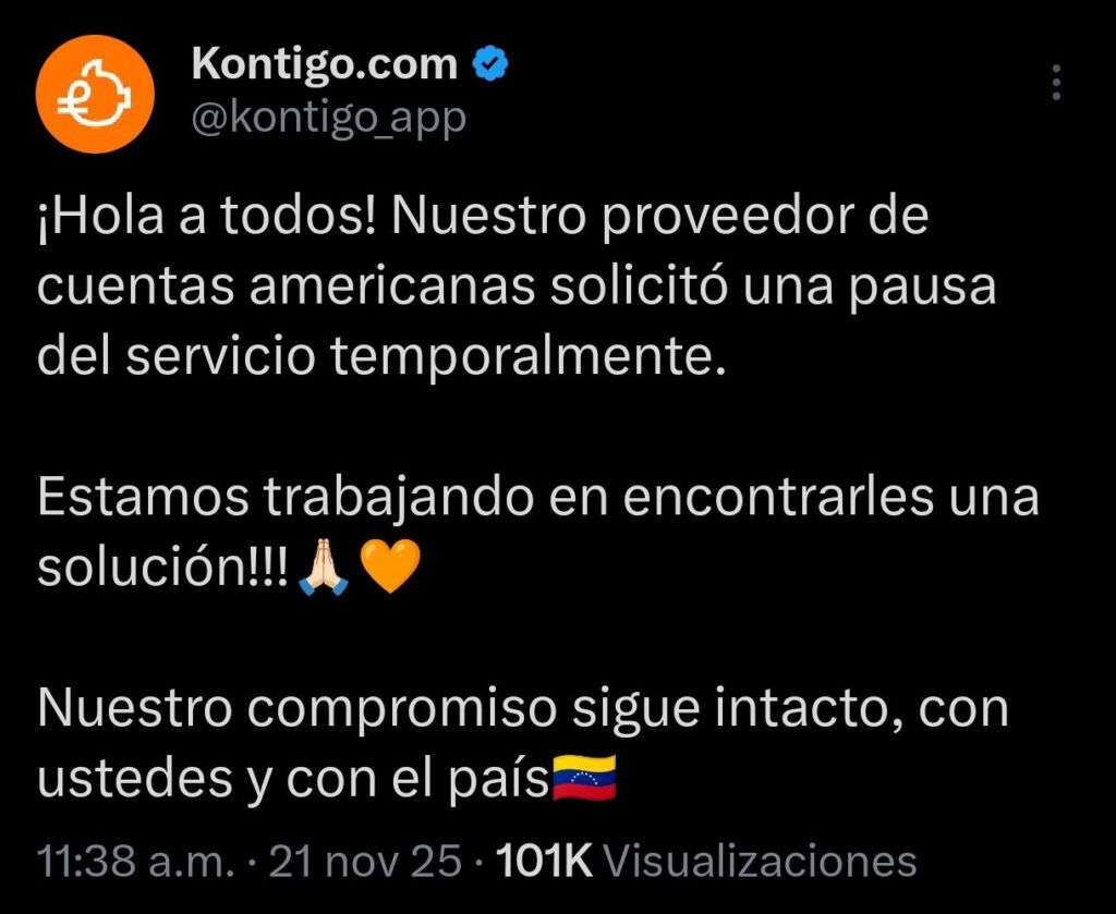 Kontigo pausa cuentas en EE.UU. para clientes venezolanos: Lo que debes saber